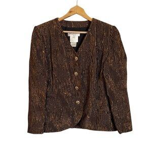 Vintage Yves Saint Laurent YSL Variation Metallic Swirl 80s Glam Blazer sz 14